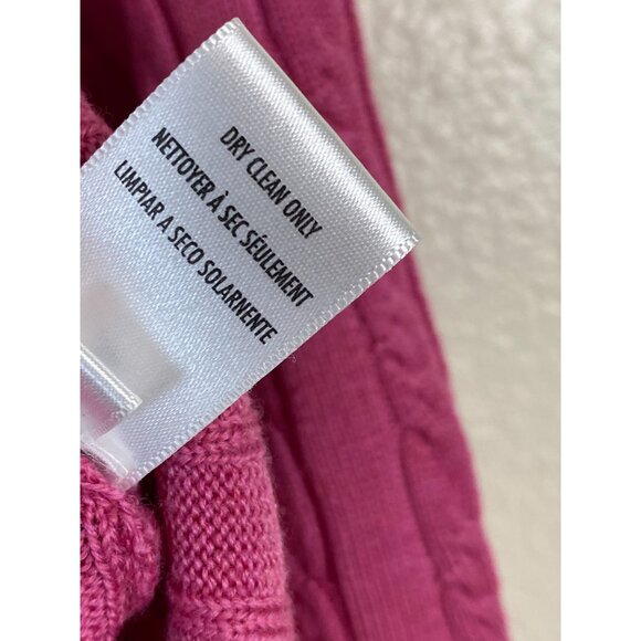 Petite Sophisticate Italian Merino Wool Pink Cable Knit Cardigan Sweater Small - Picture 9 of 16